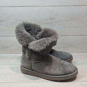 Ugg Australia Women's 5803 Ankle Baily Button Gray Shearling Boots Shoes 10